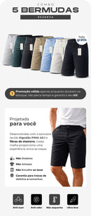 Kit 5 Bermudas Reserva Algodão Pima Conforto Casual | Lote Promocional