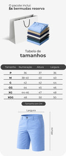 Kit 5 Bermudas Reserva Algodão Pima Conforto Casual | Lote Promocional