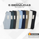 Kit 5 Bermudas Reserva Algodão Pima Conforto Casual | Lote Promocional